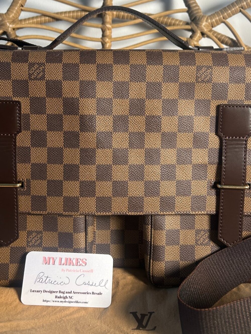 Louis Vuitton Broadway Bag in Damier Ebene & dust bag Crossbody Messenger Work